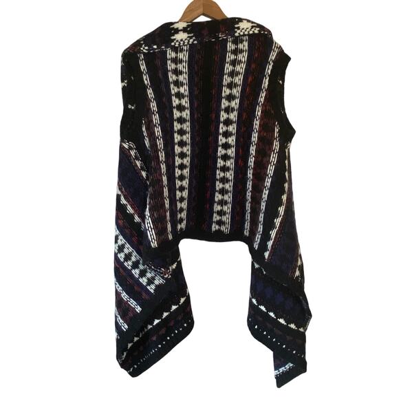 LOFT XS/S Fair‎ Isle Sweater Vest Drape Open Front Boho Layered Knit Cardigan - Picture 6 of 7